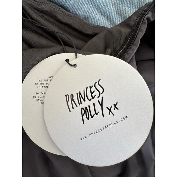 Princess Polly Womens Grey Asymmetric Hem Adjustable Ruched Side Caprani Dress 8 - Picture 5 of 10